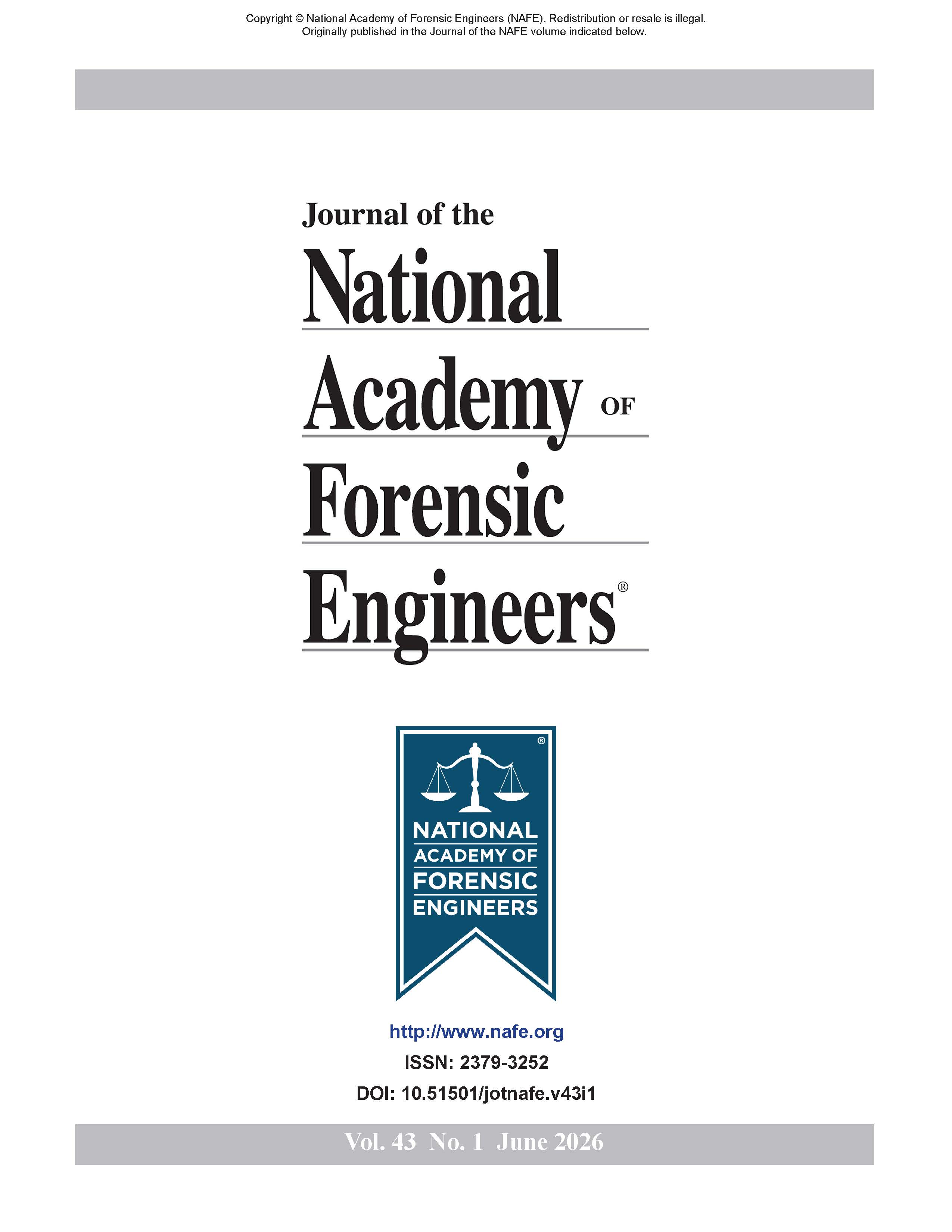 					View Vol. 43 No. 1 (2026): Journal of the National Academy of Forensic Engineers
				