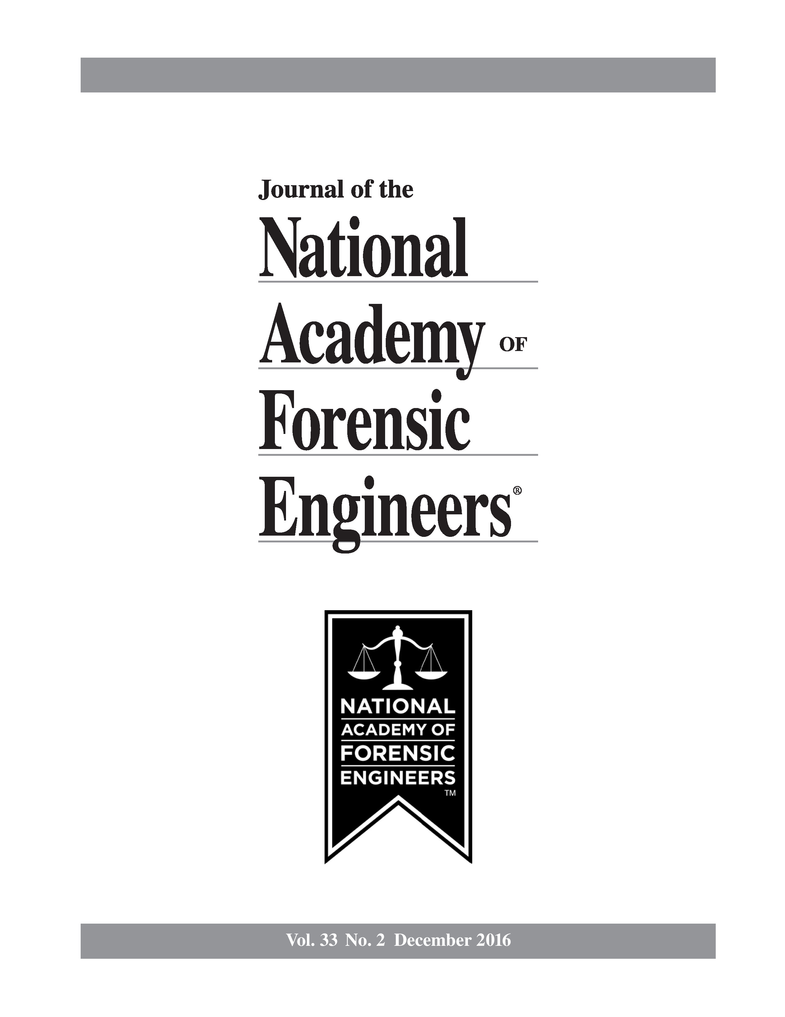 Cover of the Journal of the National Academy of Forensic Engineers