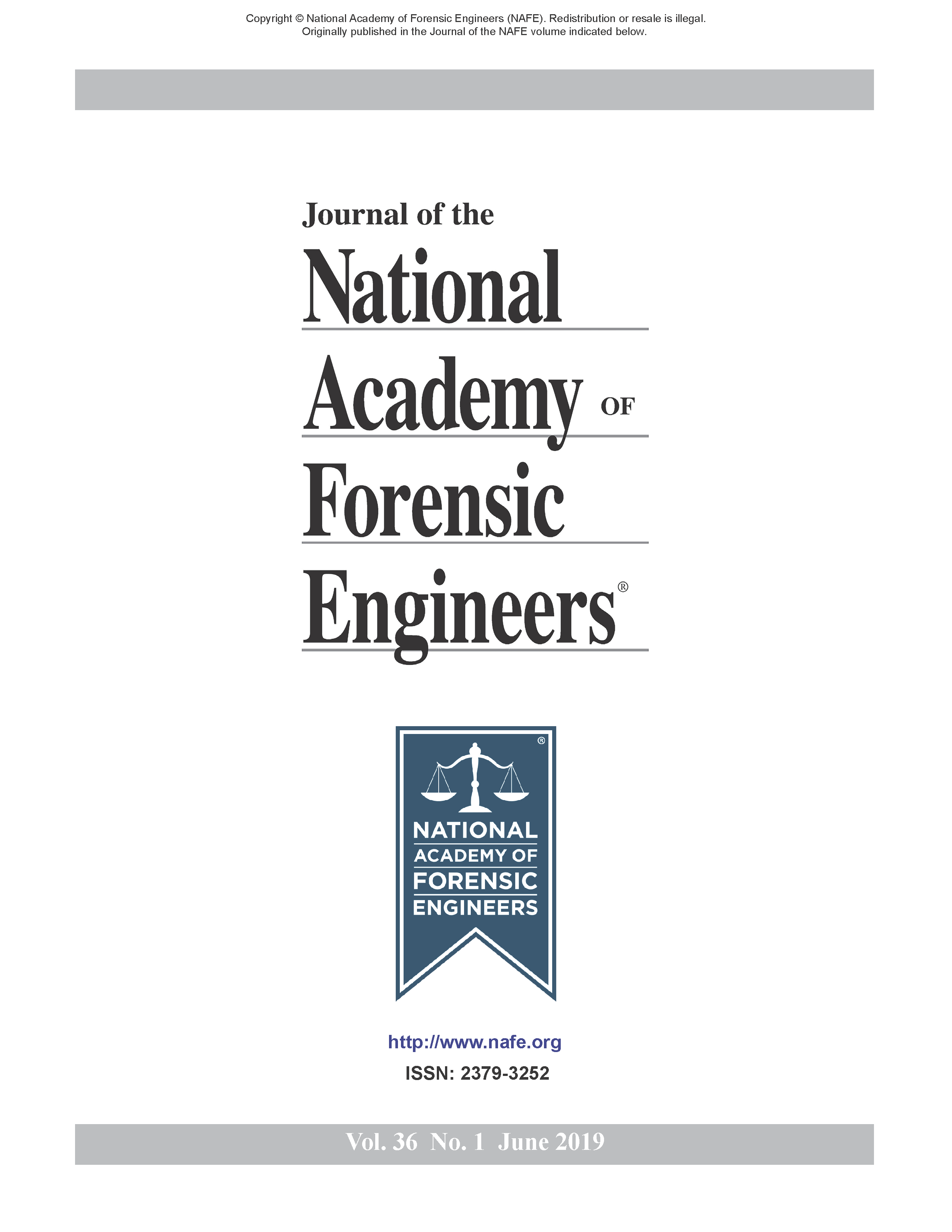 Cover of the Journal of the National Academy of Forensic Engineers