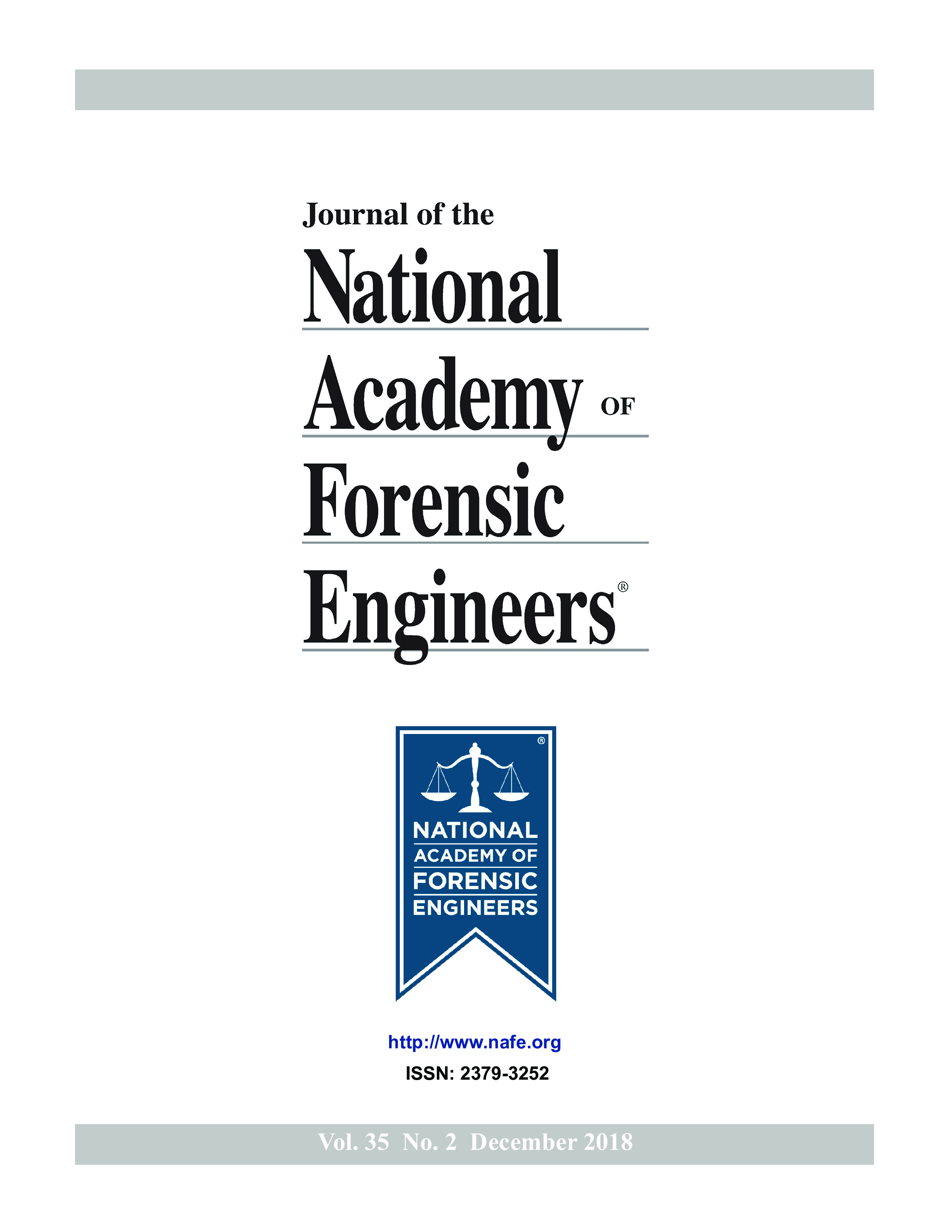 Cover of the Journal of the National Academy of Forensic Engineers